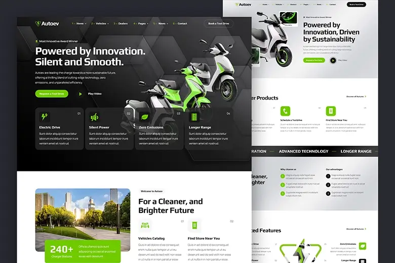 Electric Vehicle Charging EV Dealer Website Template - Autoev