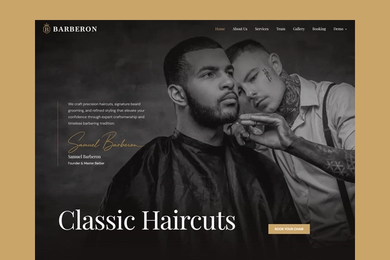 Barbershop & Hair Salon<br>Website Template