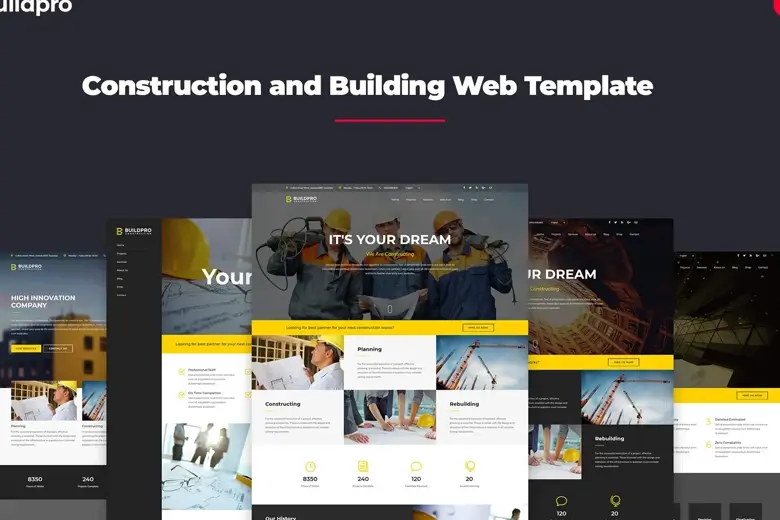 Construction and Building Website Template - BuildPro