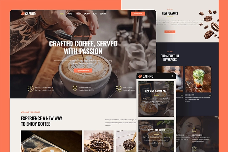 Cafe and Coffee Shop<br>Website Template