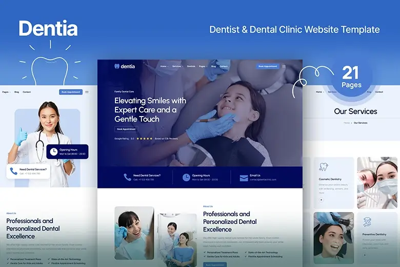 Dental Clinic & Dentist Website Template - Dentia