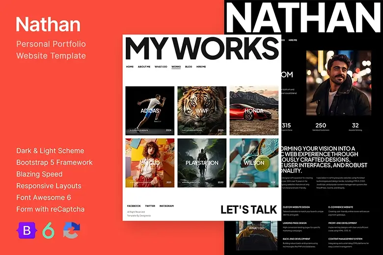Personal Resume CV Portfolio Website Template - Nathan