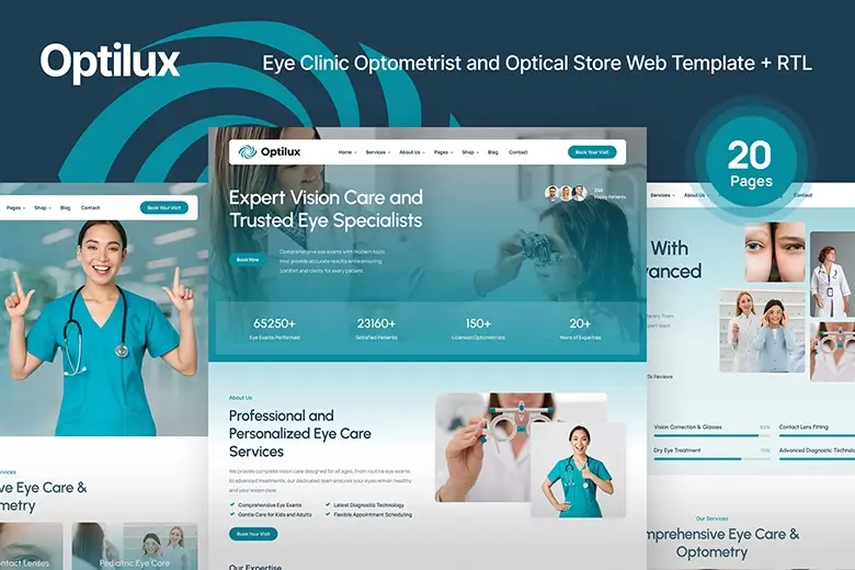 Optilux - Eye Care Clinic Optometrist and Optical Store HTML Template
