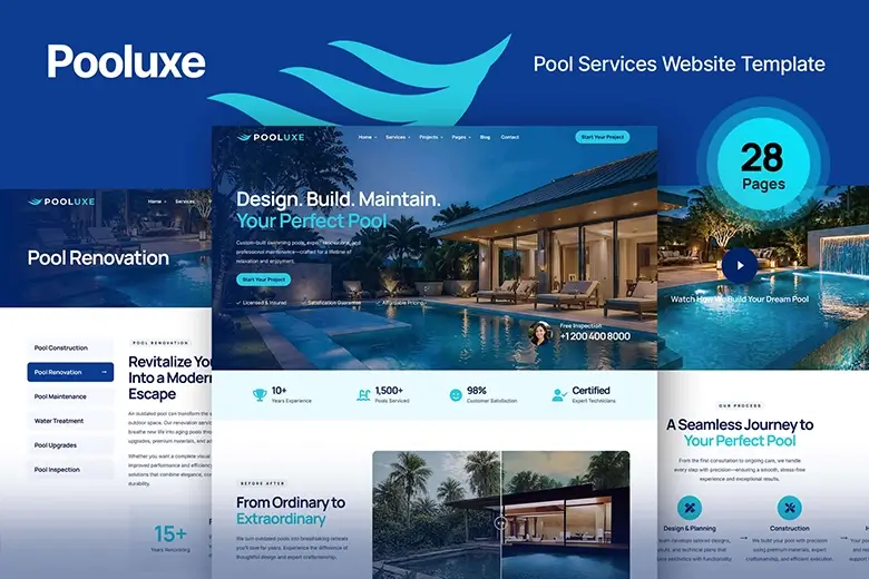 Pooluxe - Pool Services HTML Website Template