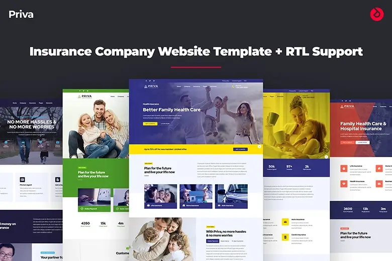 Priva - Insurance Company Website Template + RTL Support