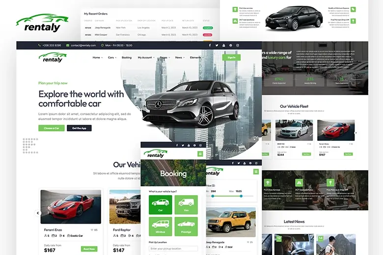 Rentaly - Car Rental Website Template with RTL Support