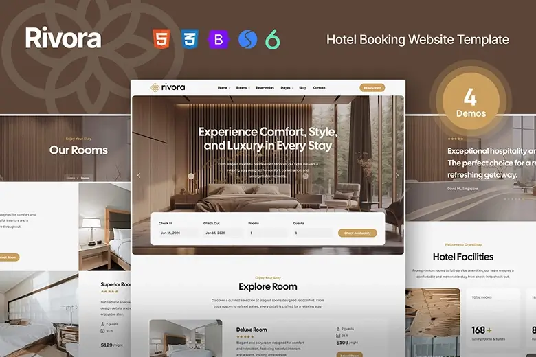 Rivora - Hotel Booking Website Template