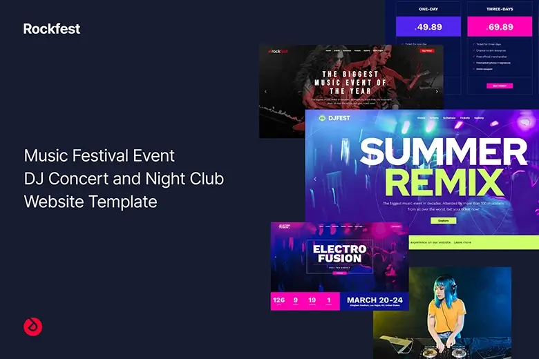 Rockfest - Band Music Festival Event, DJ Concert and Night Club Website Template