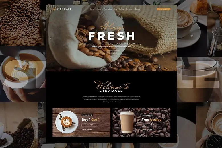 Cafe, Coffee Shop & Restaurant Website Template - Stradale